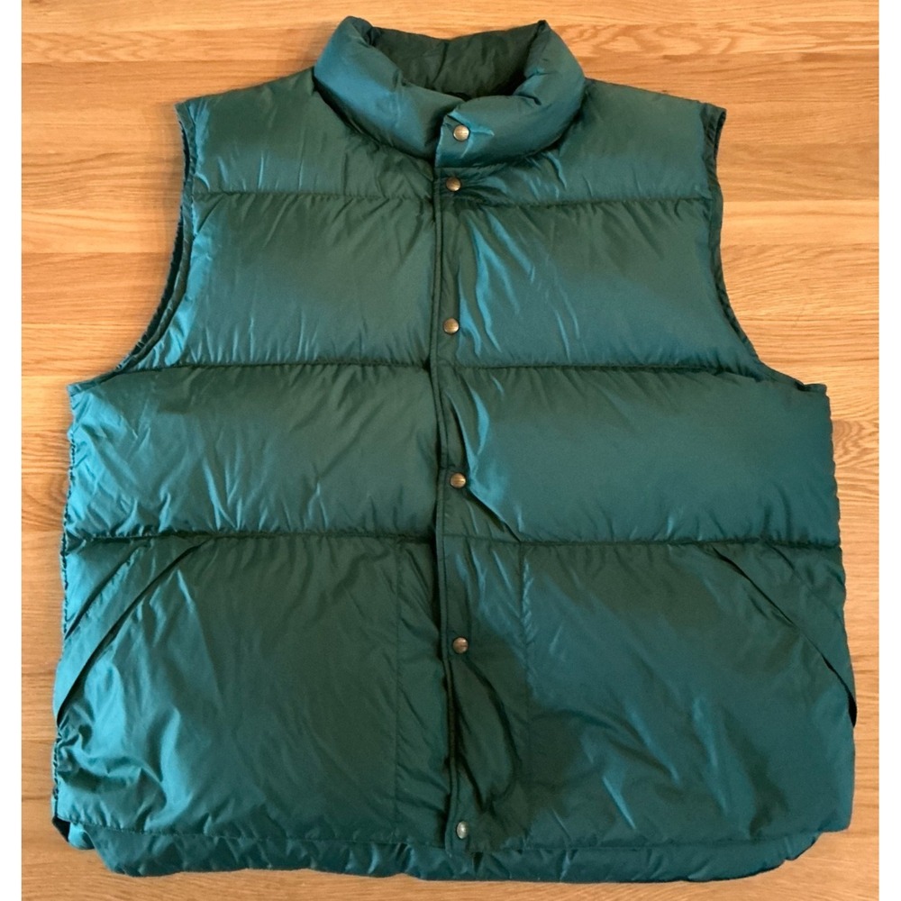 LL Bean Outdoors Down Puffer Vest Mens XXL Tall‎ Green Packable Hiking Winter